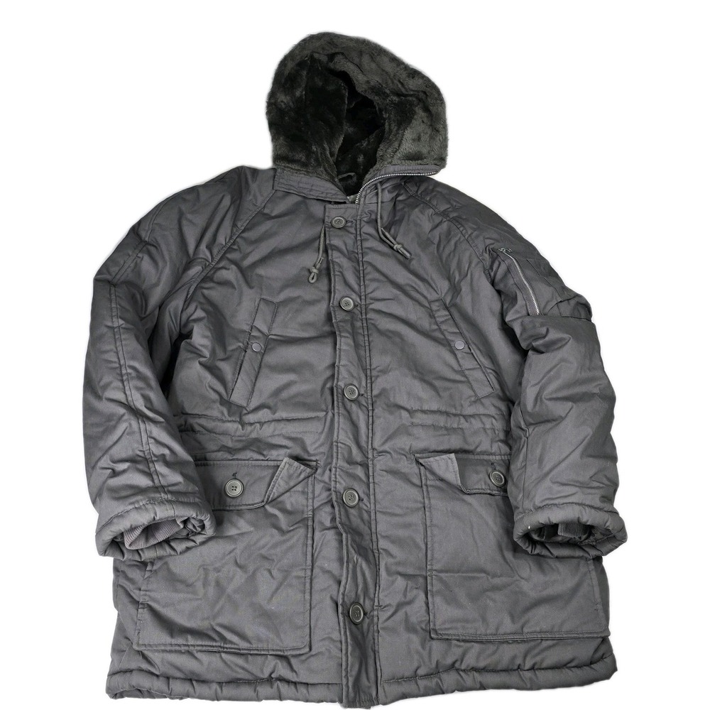 Fieldmaster Mens Vintage Snorkel Parka Faux Fur Lined‎ Hooded Winter Coat Gray L